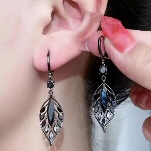Black Hollow Leaf Earrings